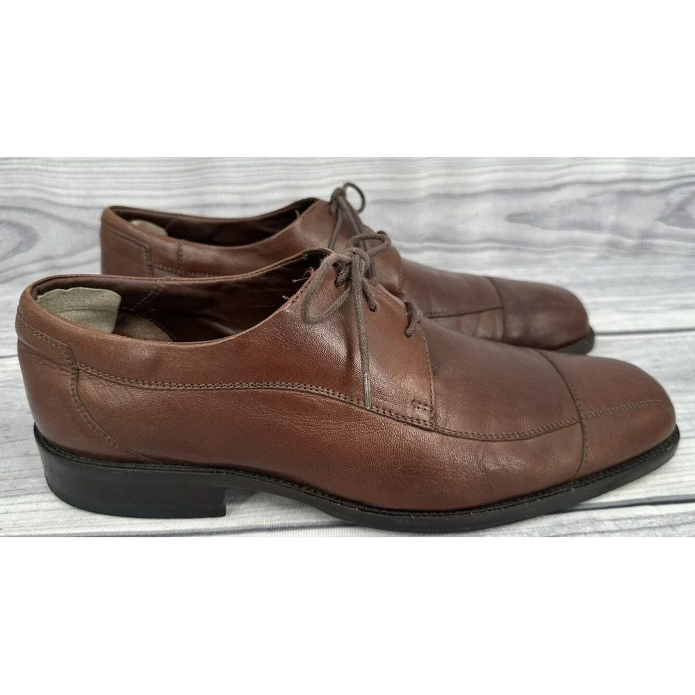 JOHNSTON & MURPHY OXFORD DRESS SHOES Men's Size 11.5 M‎ BROWN LEATHER